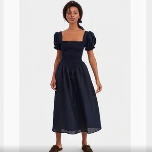 knee length dresses for ladies Linen white dress main image 0